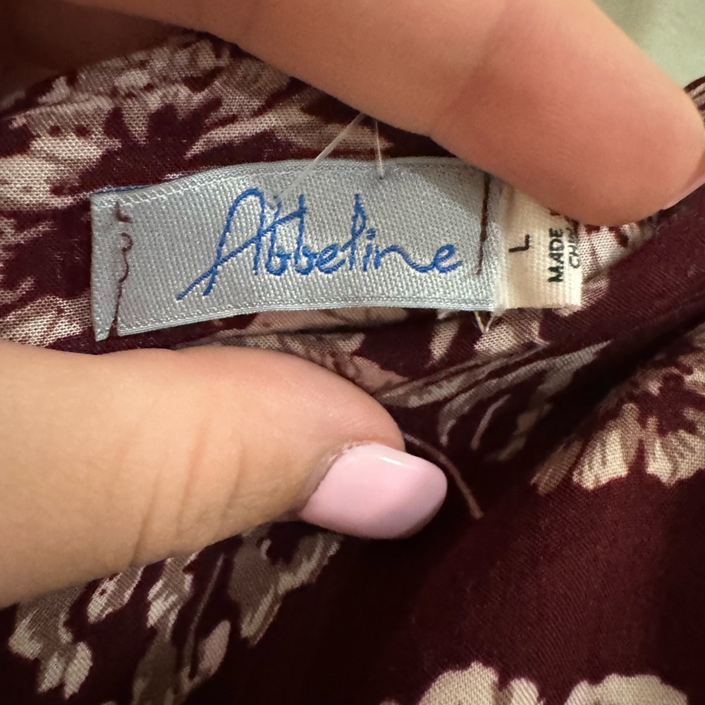 Abbeline Burgundy Floral High-Low Skirt - Picture 4 of 7